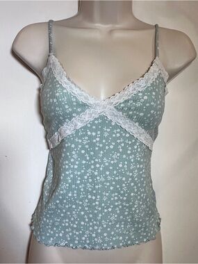Wild Love Y2K Lace-Trim Micro Floral Camisole Medium